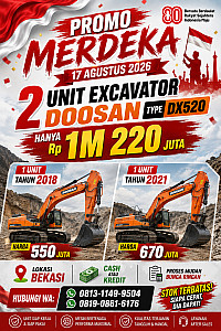 JUNI TURUN HARGA, MURAH BENER.....EXCAVATOR DOOSAN DX520 BEKAS