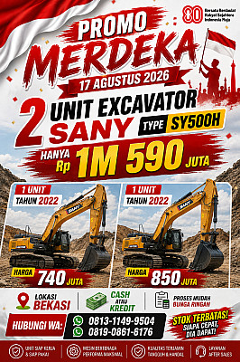 PROMO MERDEKA!!! TURUN HARGA LAGI JADI 1,9M HARGA TERMURAH EXCAVATOR BEKAS SANY SY500H